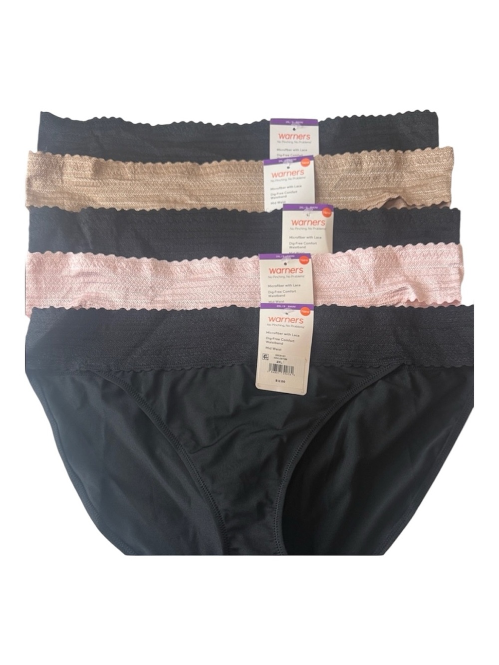 Warners Assortment of Bikini Panties 5 Pairs Size XXL 2XL 9